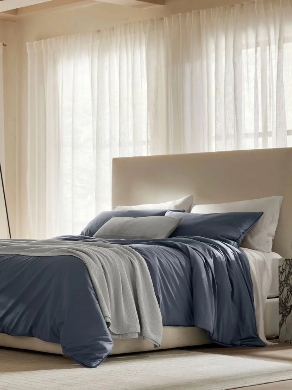 3pc 100% organic cotton Boll & Branch Comforter Set in mineral King/Cal King